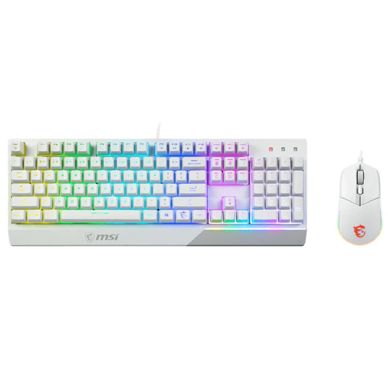 MSI Vigor GK30 Combo Wired Keyboard and Mouse Combo - US Layout - White - تجميعة